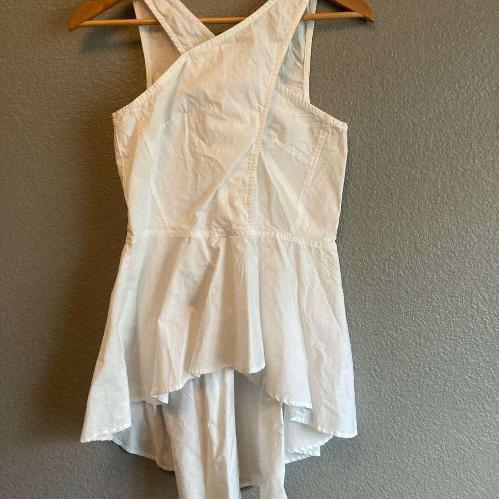 High-Lo White Halter Top